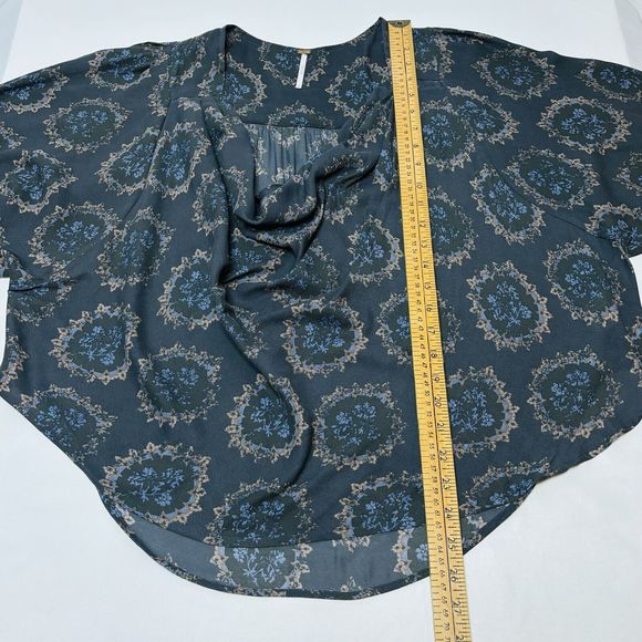 Free People Cowling Around Top SMALL Ballon Sleeve Floral Oversized Drape Boho - Picture 6 of 14